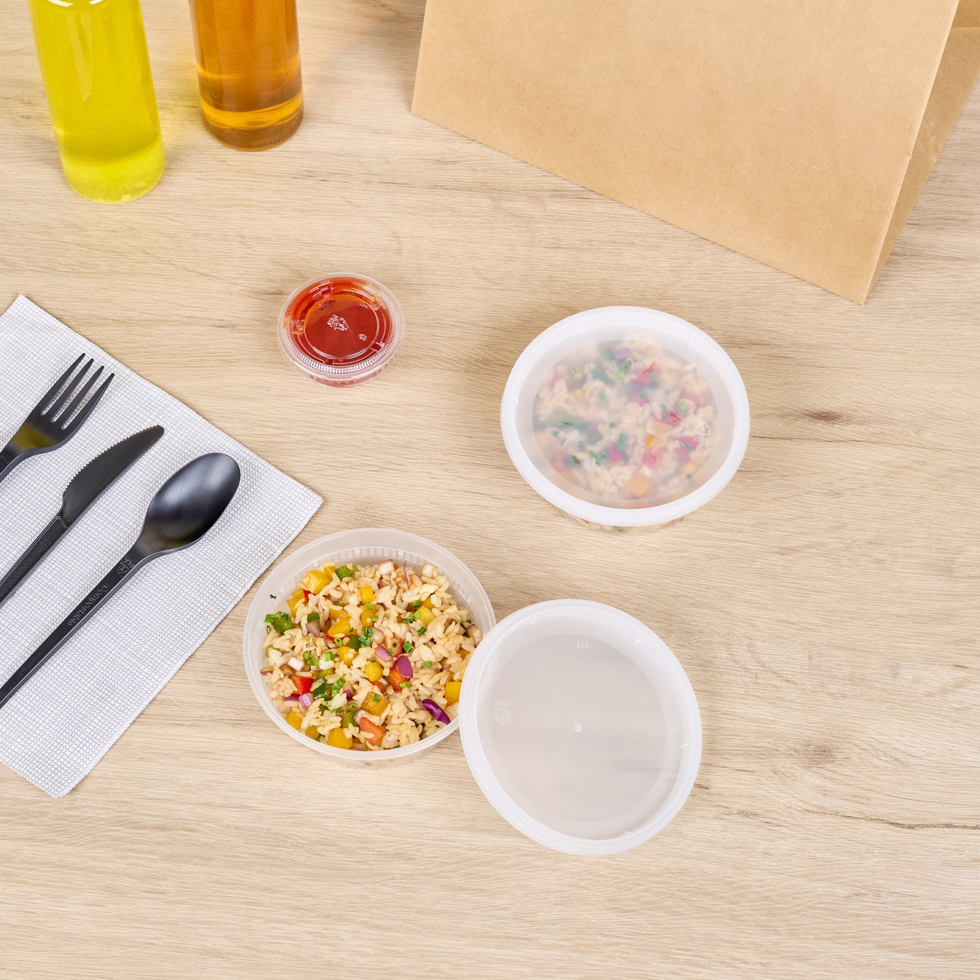 Asporto 8 oz Round Clear Plastic Soup Container - with Lid, Microwavable - 4 1/2" x 4 1/2" x 1 3/4" - 25 count box