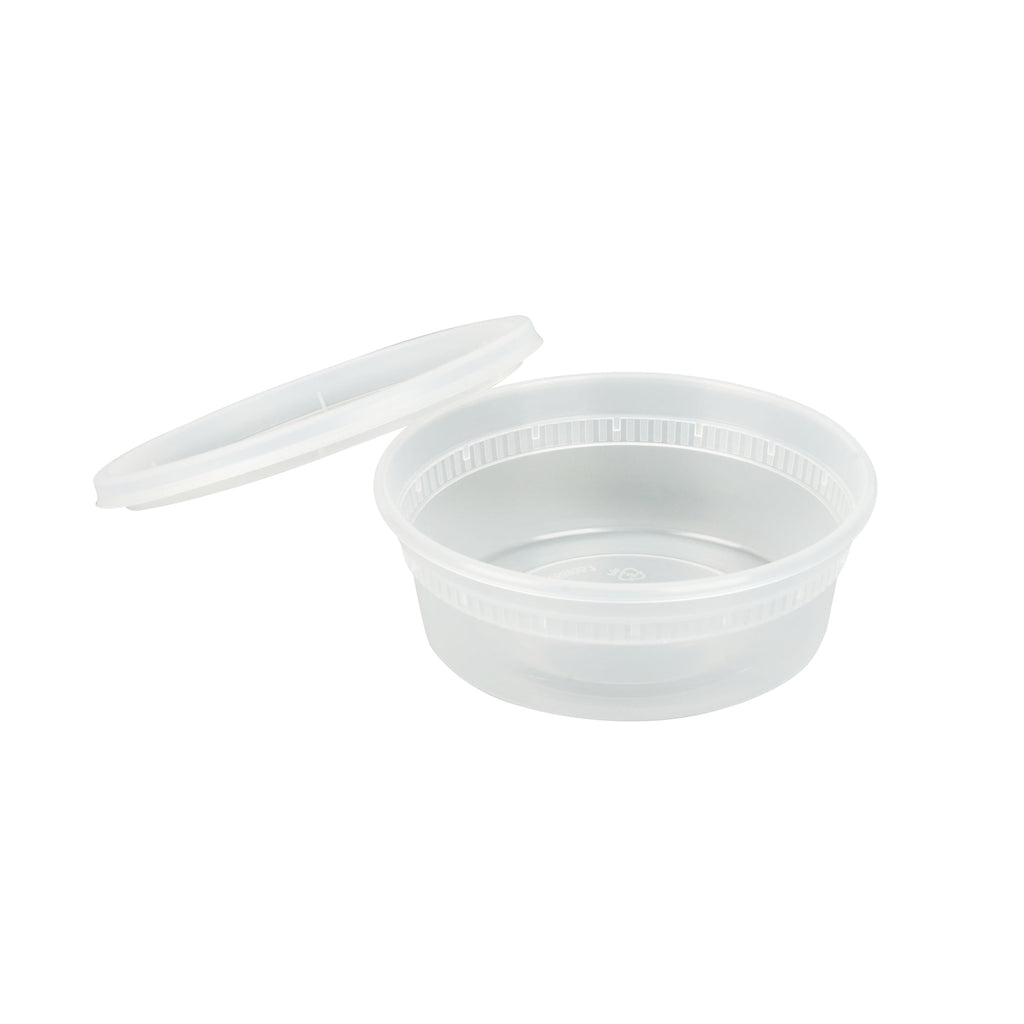 Asporto 8 oz Round Clear Plastic Soup Container - with Lid, Microwavable - 4 1/2" x 4 1/2" x 1 3/4" - 100 count box
