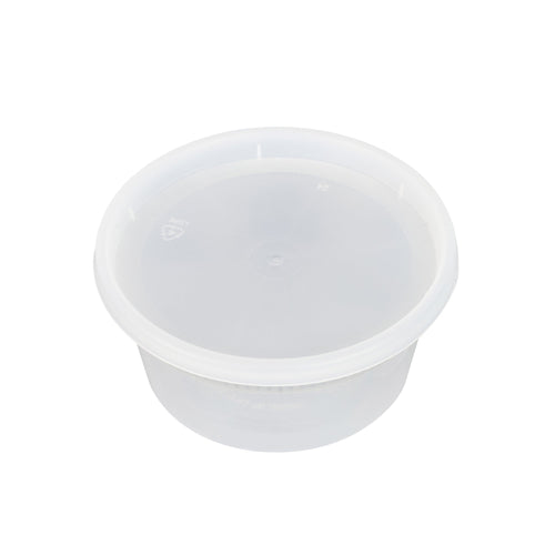 Asporto 12 oz Round Clear Plastic Soup Container - with Lid, Microwavable - 4 1/2" x 4 1/2" x 2 1/2" - 25 count box