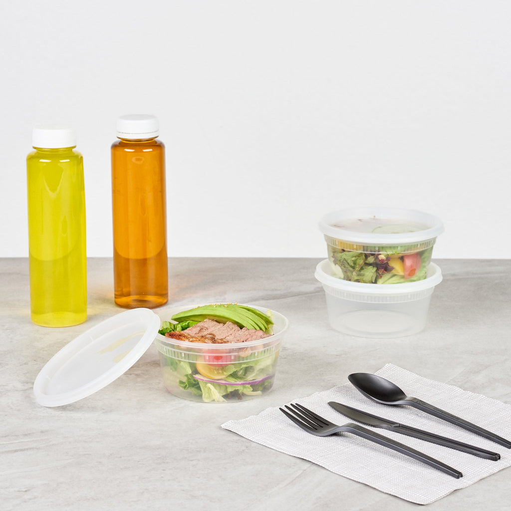 Asporto 12 oz Round Clear Plastic Soup Container - with Lid, Microwavable - 4 1/2" x 4 1/2" x 2 1/2" - 25 count box