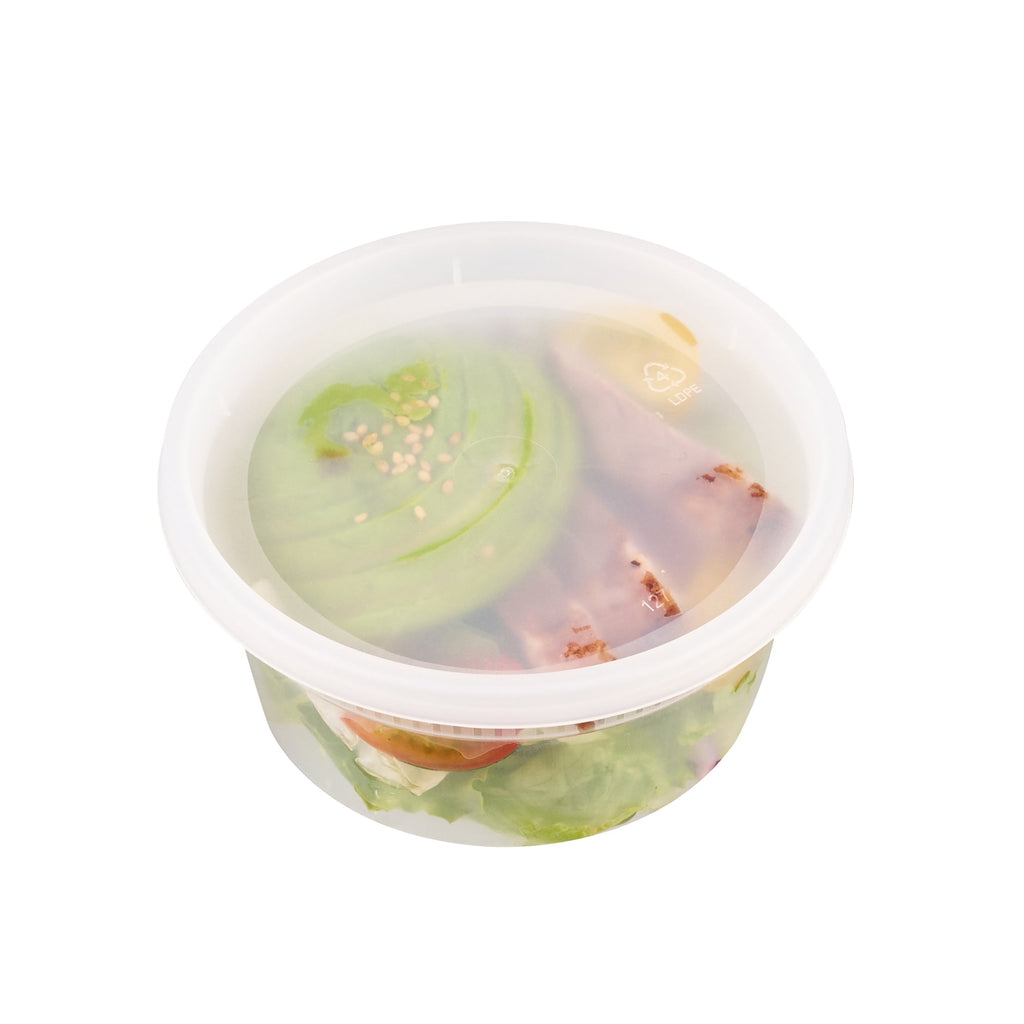 Asporto 12 oz Round Clear Plastic Soup Container - with Lid, Microwavable - 4 1/2" x 4 1/2" x 2 1/2" - 25 count box