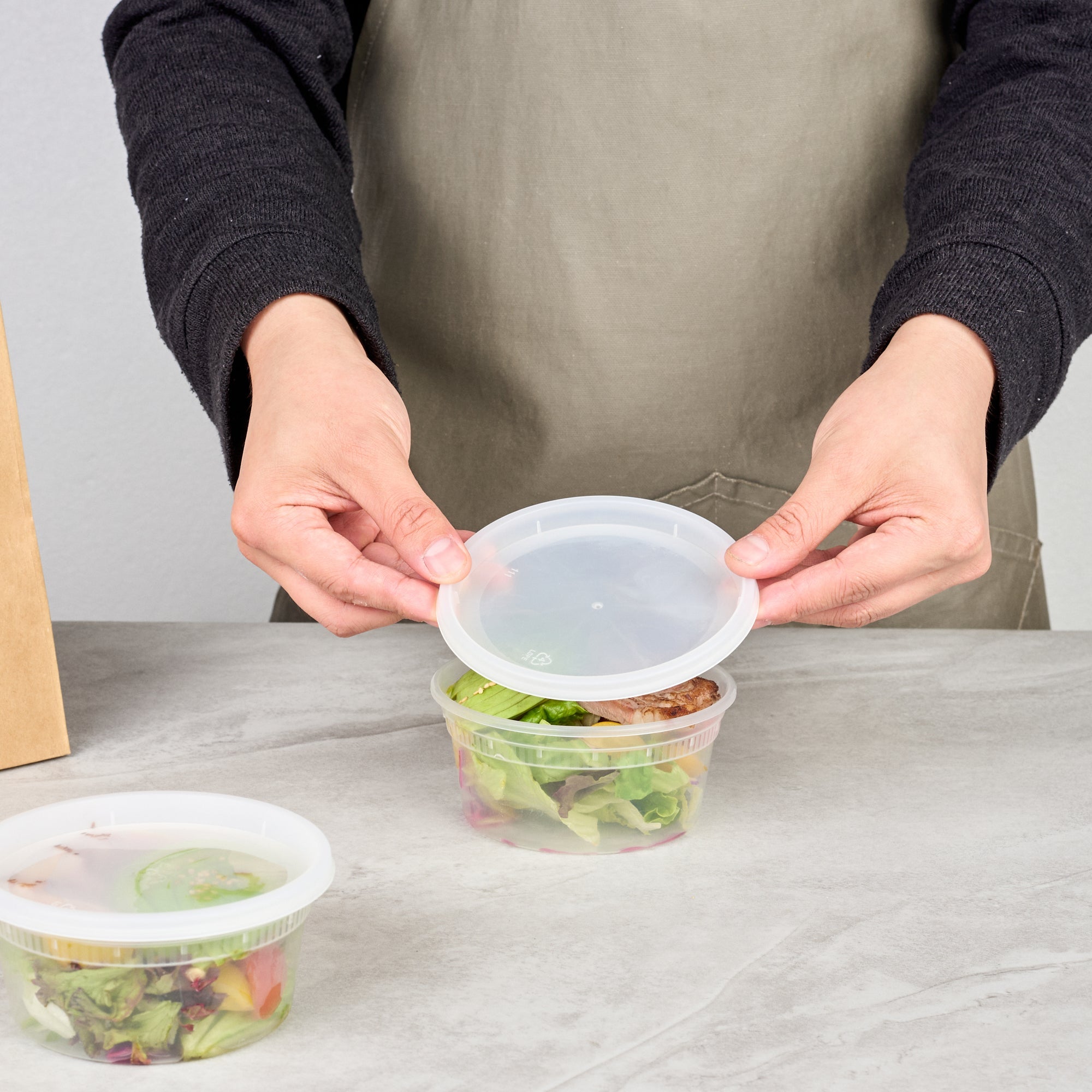 Asporto 12 oz Round Clear Plastic Soup Container - with Lid, Microwavable - 4 1/2" x 4 1/2" x 2 1/2" - 25 count box