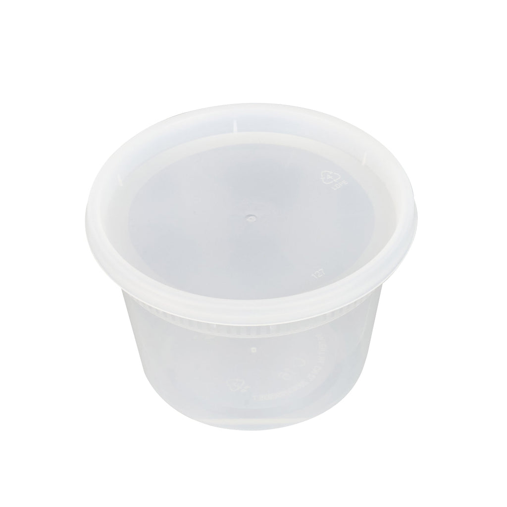 Asporto 16 oz Round Clear Plastic Soup Container - with Lid, Microwavable - 4 1/2" x 4 1/2" x 3" - 100 count box