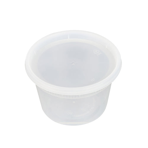 Asporto 16 oz Round Clear Plastic Soup Container - with Lid, Microwavable - 4 1/2" x 4 1/2" x 3" - 100 count box