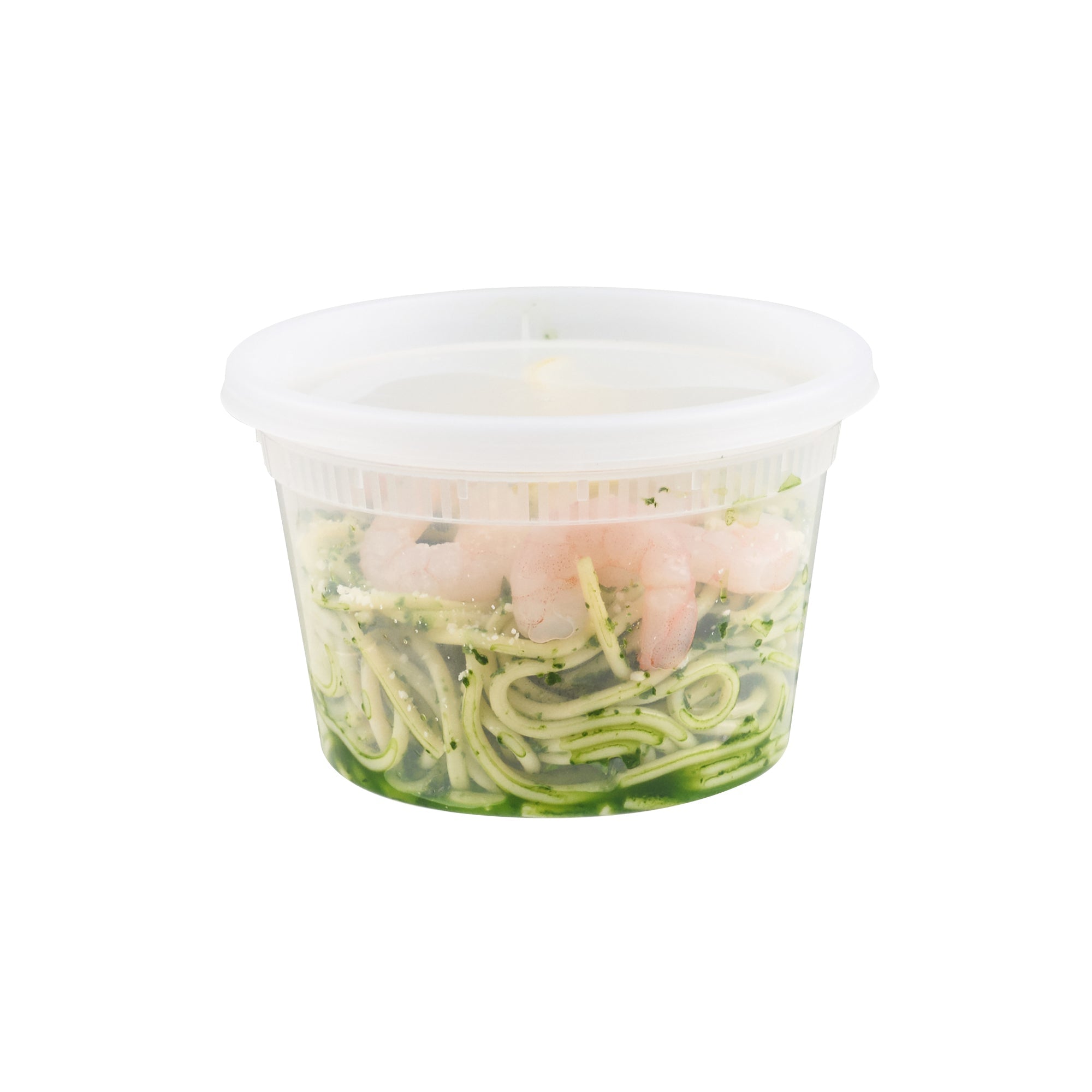 Asporto 16 oz Round Clear Plastic Soup Container - with Lid, Microwavable - 4 1/2" x 4 1/2" x 3" - 25 count box