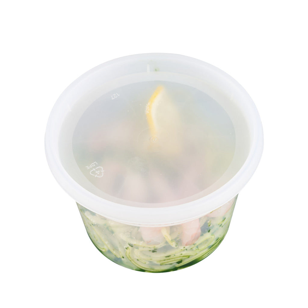 Asporto 16 oz Round Clear Plastic Soup Container - with Lid, Microwavable - 4 1/2" x 4 1/2" x 3" - 25 count box