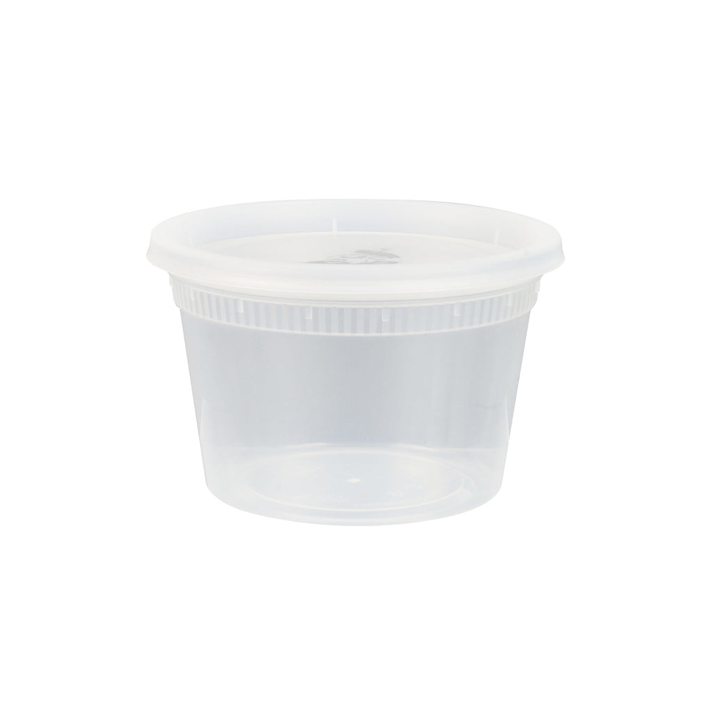 Asporto 16 oz Round Clear Plastic Soup Container - with Lid, Microwavable - 4 1/2" x 4 1/2" x 3" - 25 count box