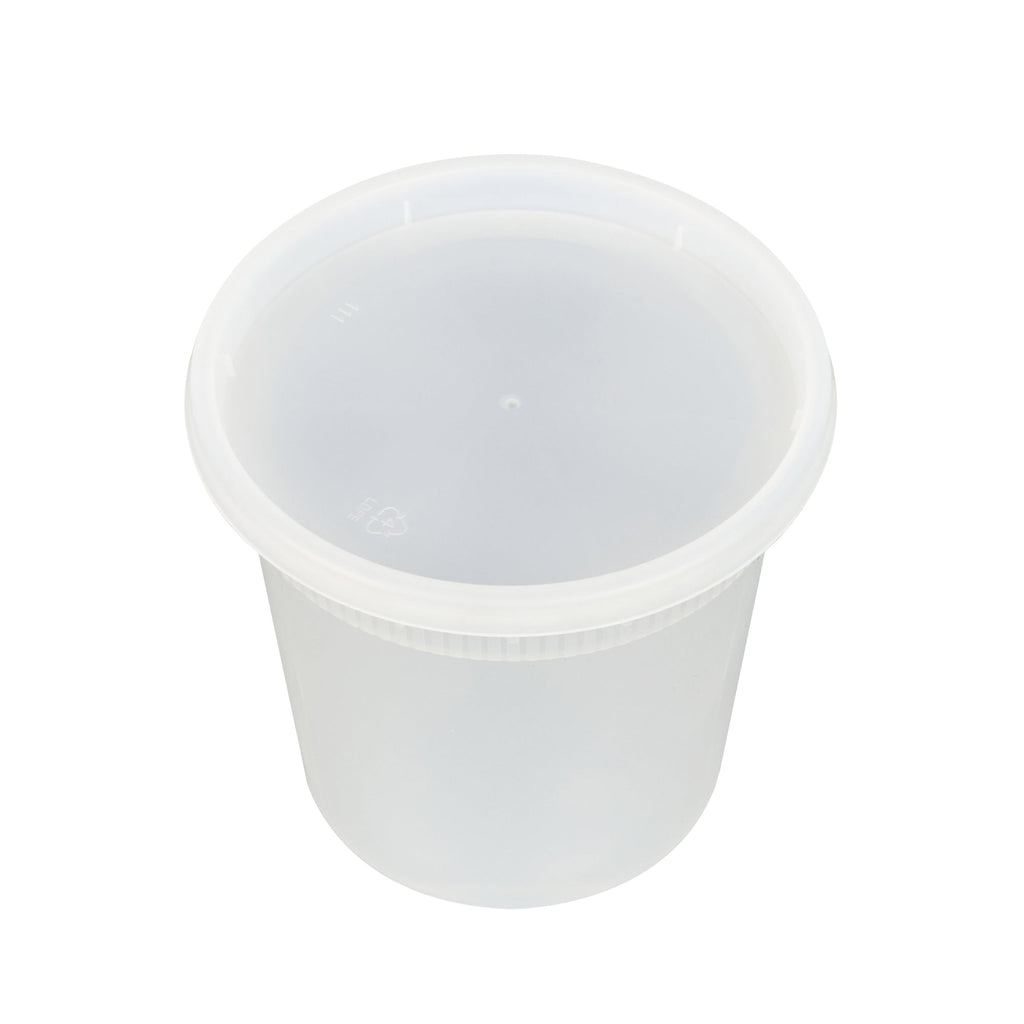 Asporto 24 oz Round Clear Plastic Soup Container - with Lid, Microwavable - 4 1/2" x 4 1/2" x 4 1/4" - 25 count box