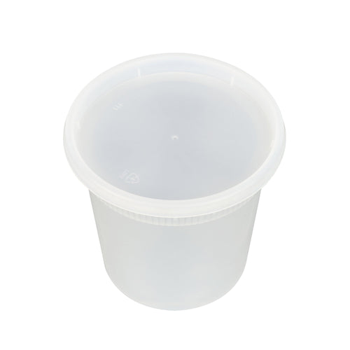 Asporto 24 oz Round Clear Plastic Soup Container - with Lid, Microwavable - 4 1/2" x 4 1/2" x 4 1/4" - 25 count box