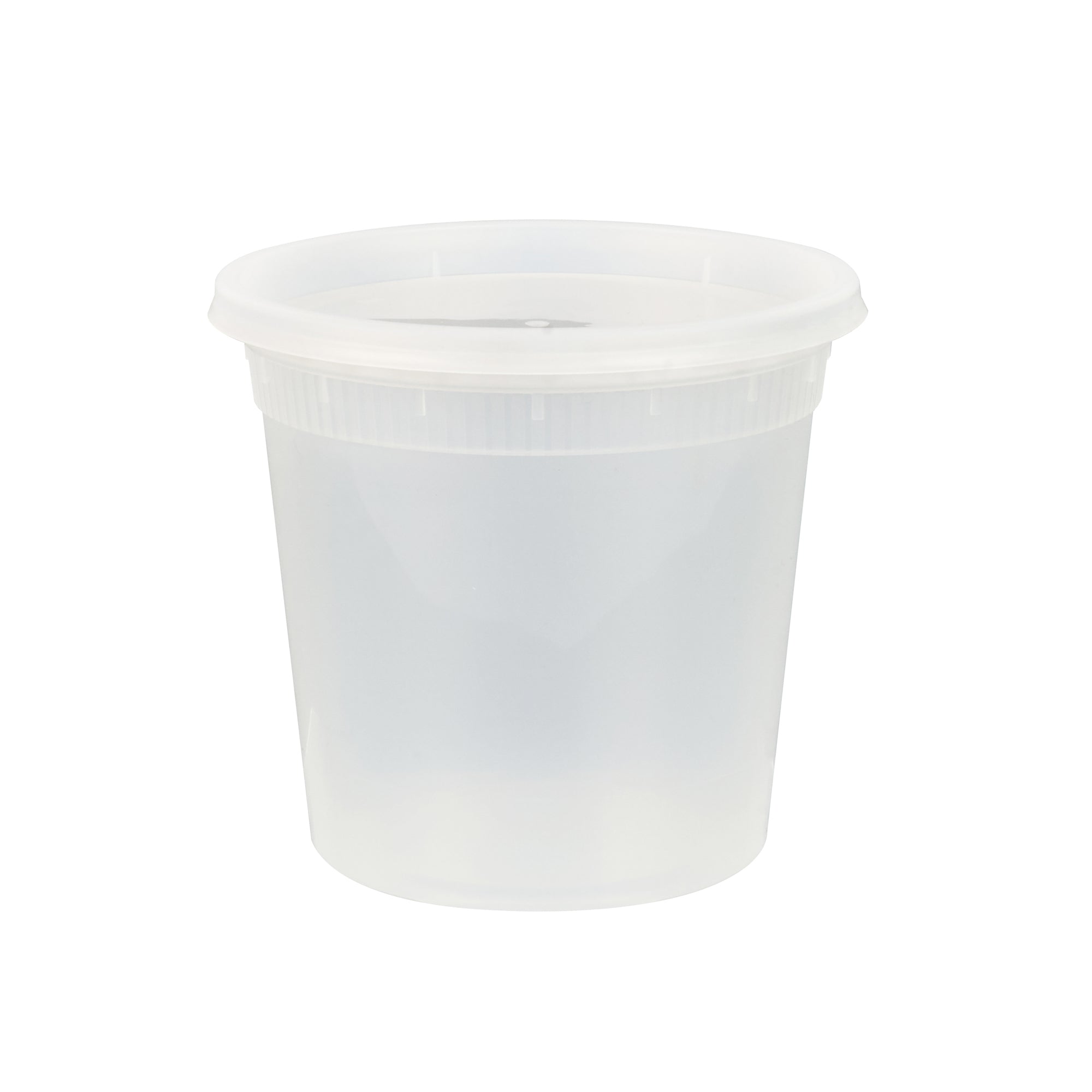 Asporto 24 oz Round Clear Plastic Soup Container - with Lid, Microwavable - 4 1/2" x 4 1/2" x 4 1/4" - 25 count box