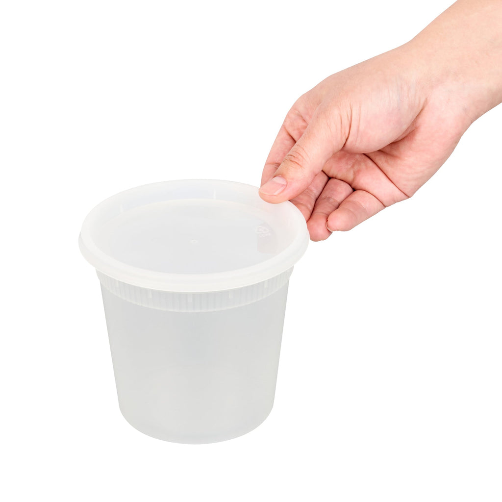 Asporto 24 oz Round Clear Plastic Soup Container - with Lid, Microwavable - 4 1/2" x 4 1/2" x 4 1/4" - 100 count box