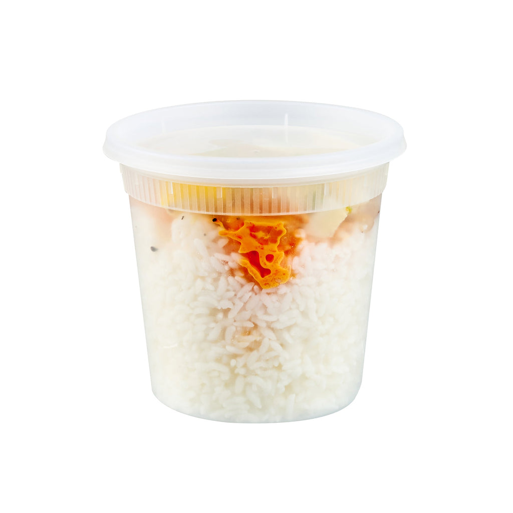 Asporto 24 oz Round Clear Plastic Soup Container - with Lid, Microwavable - 4 1/2" x 4 1/2" x 4 1/4" - 100 count box