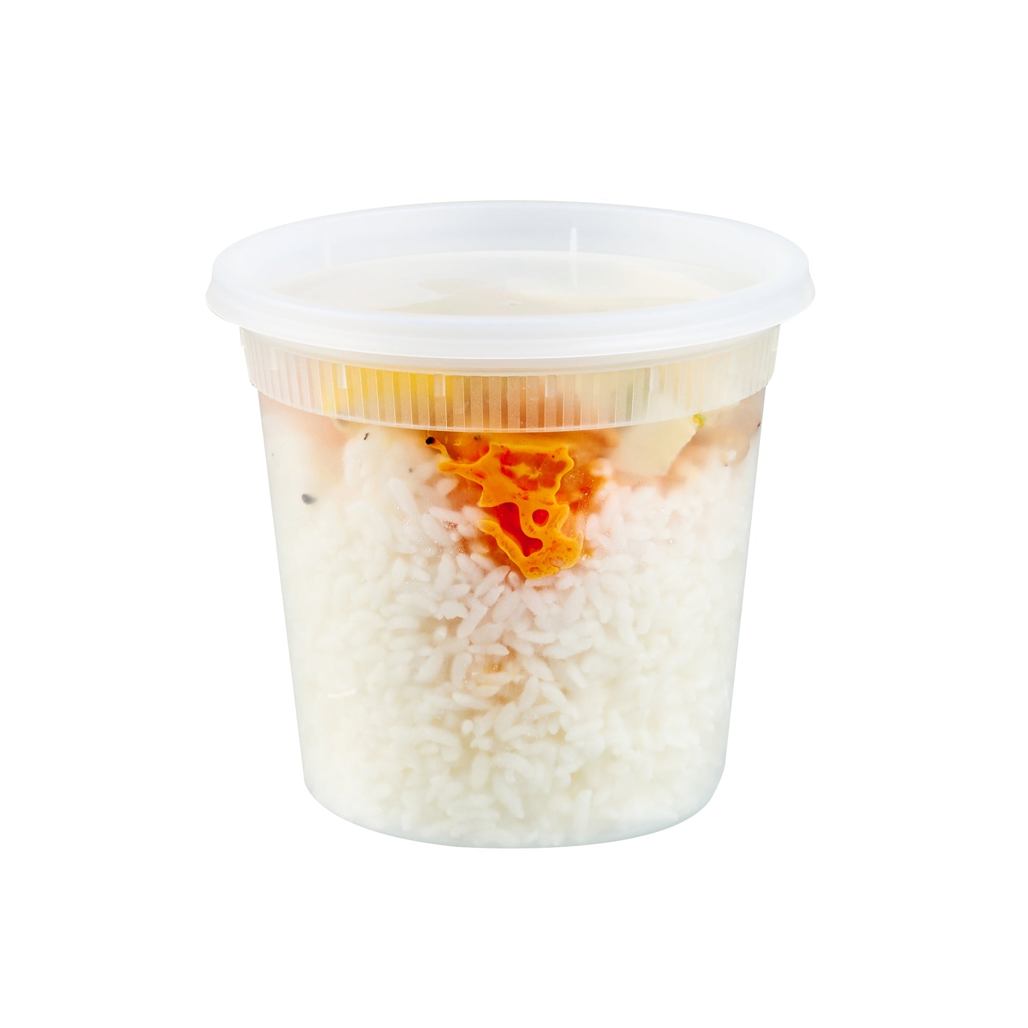 Asporto 24 oz Round Clear Plastic Soup Container - with Lid, Microwavable - 4 1/2" x 4 1/2" x 4 1/4" - 100 count box