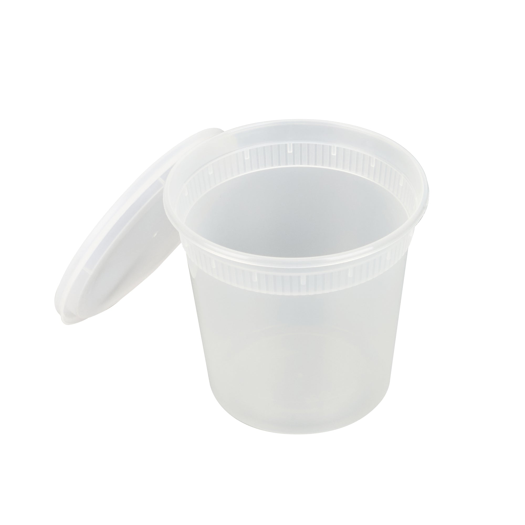Asporto 24 oz Round Clear Plastic Soup Container - with Lid, Microwavable - 4 1/2" x 4 1/2" x 4 1/4" - 100 count box
