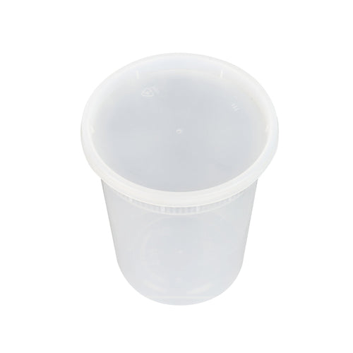 Asporto 32 oz Round Clear PP Soup Container - with Lid, Microwavable - 4 1/2" x 4 1/2" x 5 1/2" - 25 count box