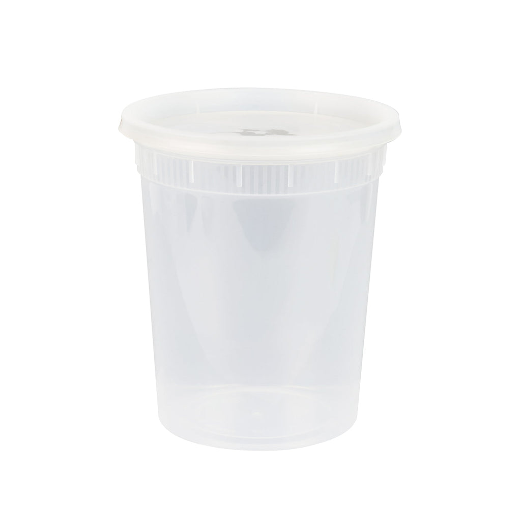 Asporto 32 oz Round Clear PP Soup Container - with Lid, Microwavable - 4 1/2" x 4 1/2" x 5 1/2" - 25 count box