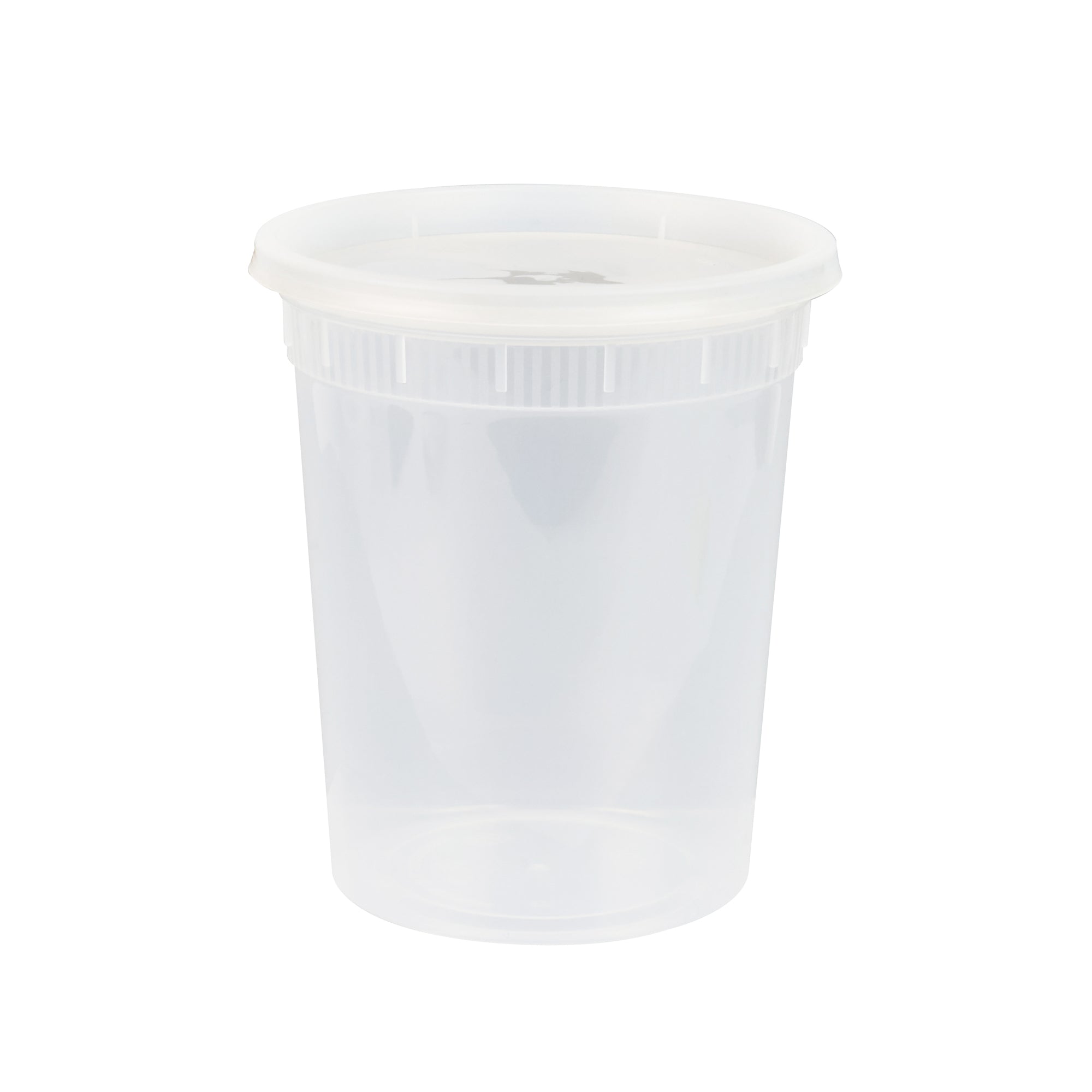 Asporto 32 oz Round Clear Plastic Soup Container - with Lid, Microwavable - 4 1/2" x 4 1/2" x 5 1/2" - 100 count box