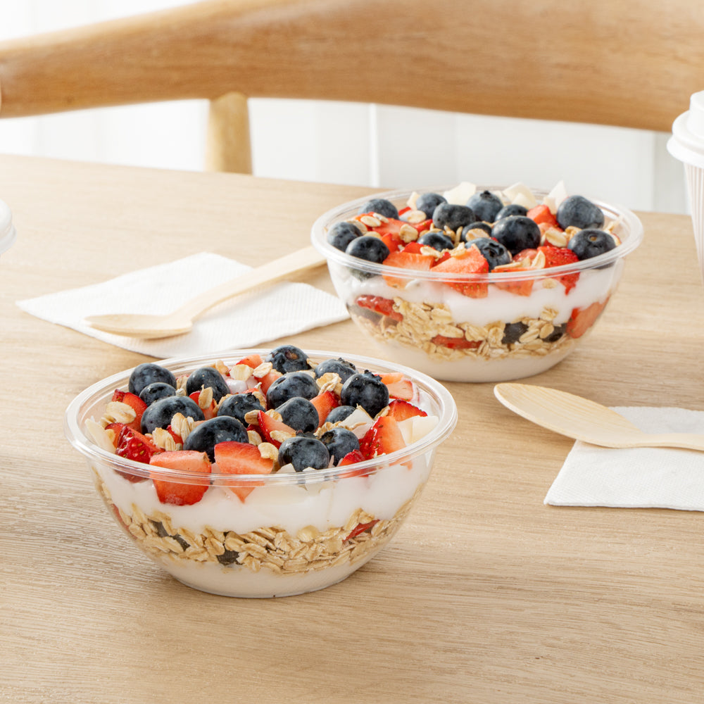 Mini Serve 7 oz Round Clear Plastic Salad Bowl - 5" x 5" x 1 3/4" - 200 count box