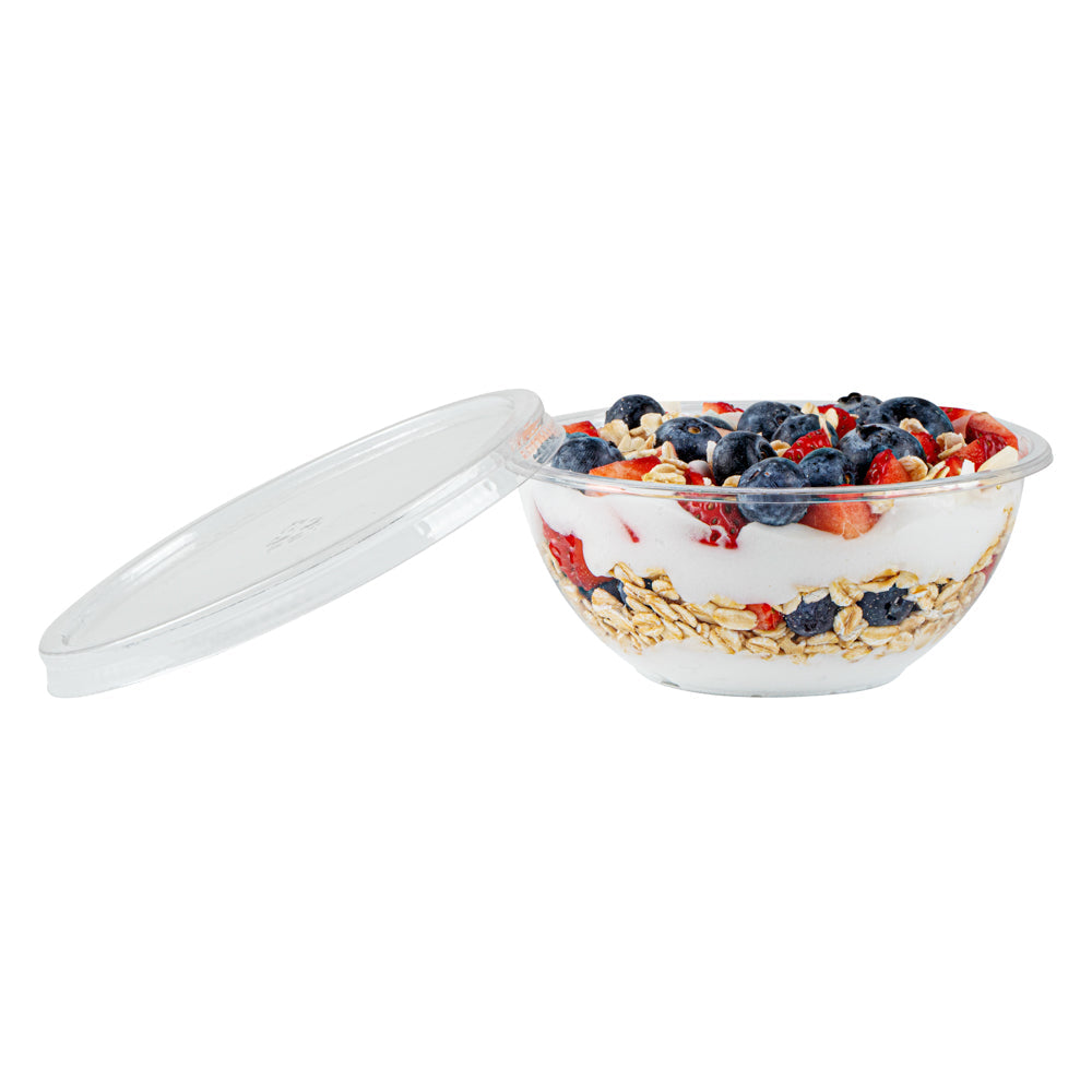 Mini Serve 7 oz Round Clear Plastic Salad Bowl - 5" x 5" x 1 3/4" - 200 count box