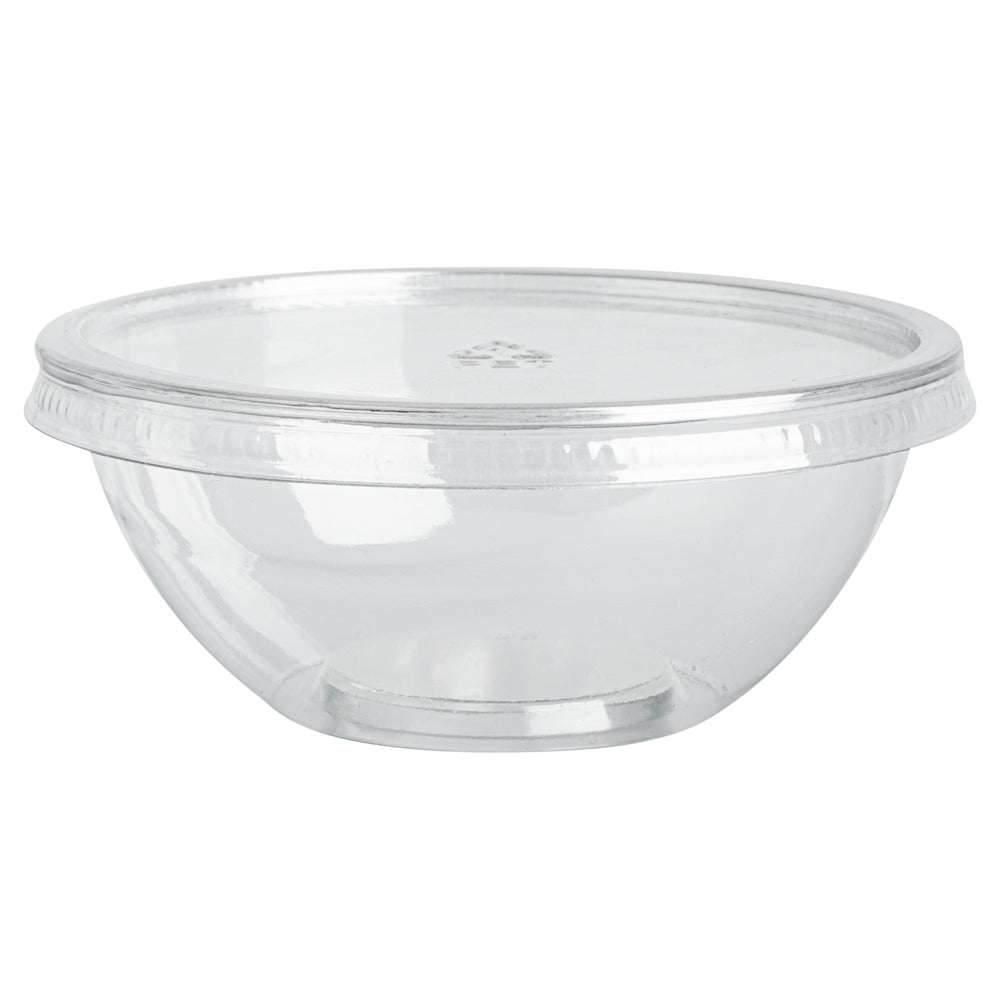 Mini Serve 7 oz Round Clear Plastic Salad Bowl - 5" x 5" x 1 3/4" - 200 count box