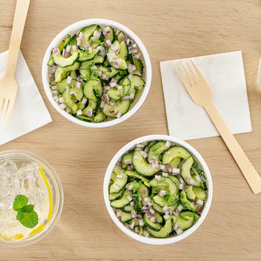 Mini Serve 7 oz Round White Plastic Salad Bowl - 5" x 5" x 1 3/4" - 200 count box