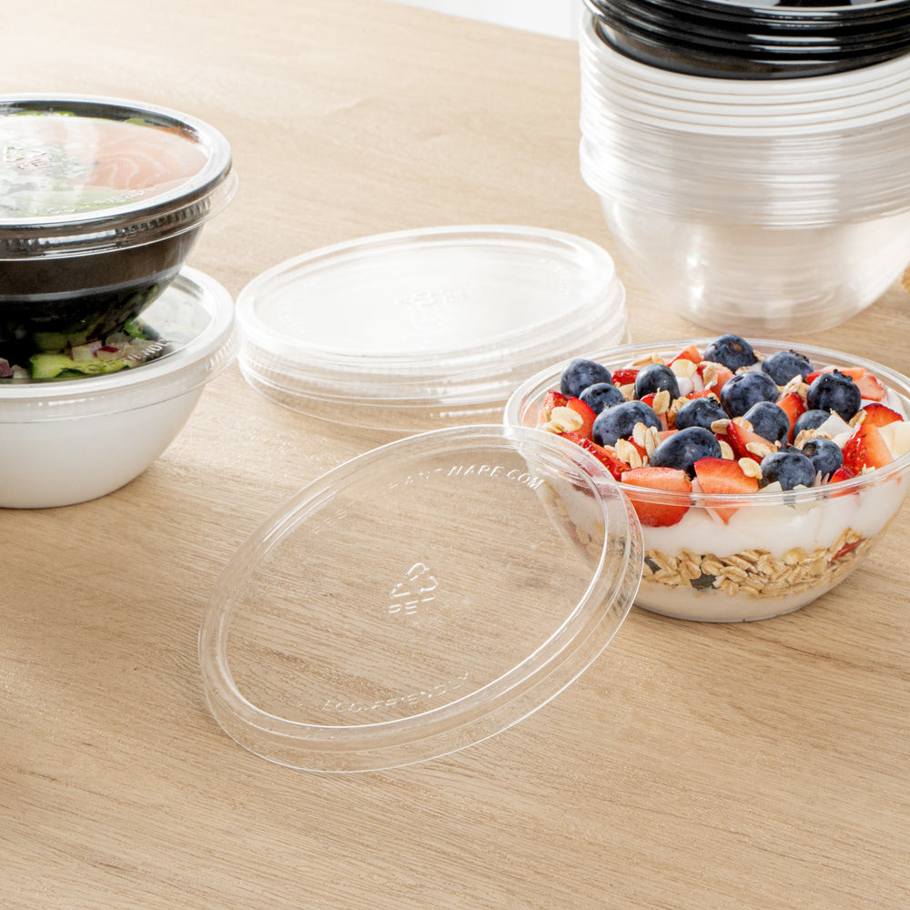 Mini Serve Round Clear Plastic Lid - Fits 7 oz Salad Bowl - 200 count box