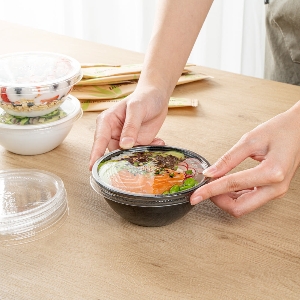 Mini Serve Round Clear Plastic Lid - Fits 7 oz Salad Bowl - 200 count box