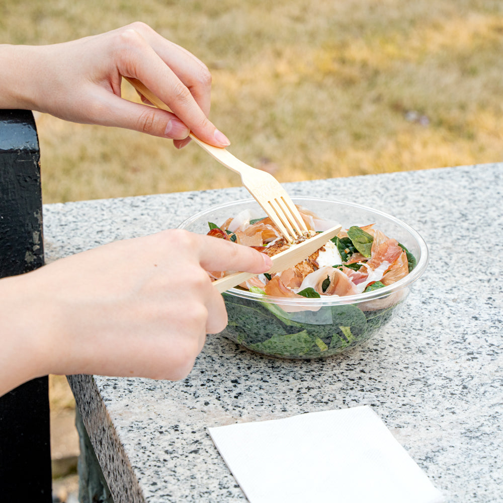 Maxi Serve 18 oz Round Clear Plastic Salad Bowl - 6" x 6" x 2 1/2" - 200 count box