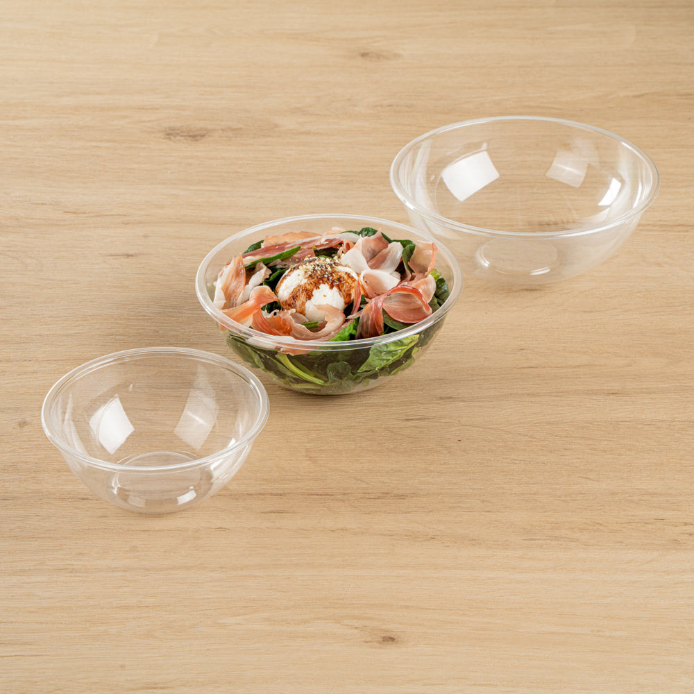 Maxi Serve 18 oz Round Clear Plastic Salad Bowl - 6" x 6" x 2 1/2" - 200 count box