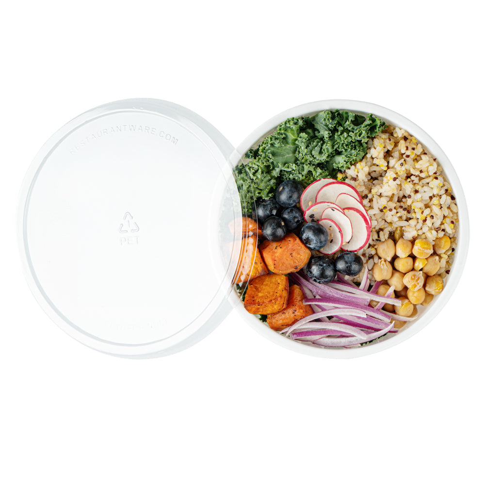 Maxi Serve 18 oz Round White Plastic Salad Bowl - 6" x 6" x 2 1/2" - 200 count box