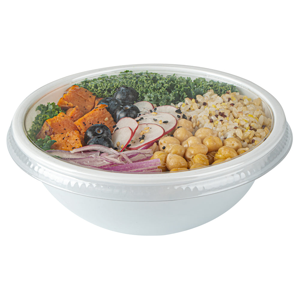 Maxi Serve Round Clear Plastic Lid - Fits 18 oz Salad Bowl - 200 count box