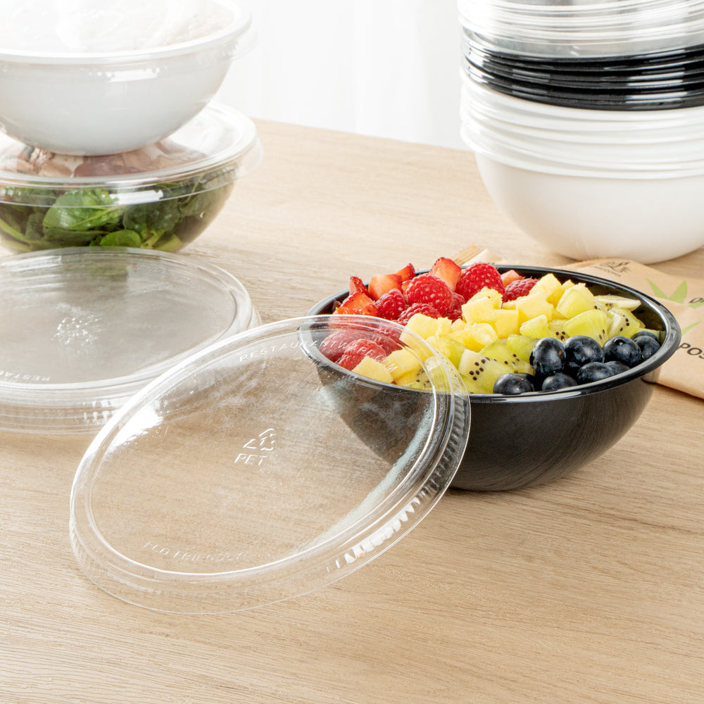 Maxi Serve Round Clear Plastic Lid - Fits 18 oz Salad Bowl - 200 count box