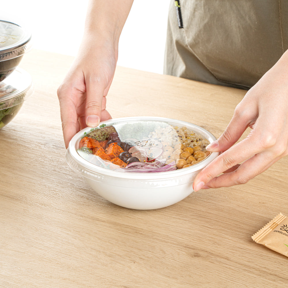 Maxi Serve Round Clear Plastic Lid - Fits 18 oz Salad Bowl - 200 count box