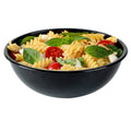 Maxi Serve 21 oz Round Black Plastic Salad Bowl - 6 3/4" x 6 3/4" x 2 1/2" - 200 count box