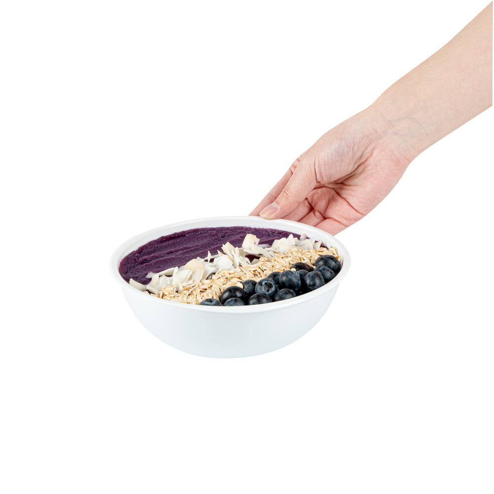 Maxi Serve 21 oz Round White Plastic Salad Bowl - 6 3/4" x 6 3/4" x 2 1/2" - 200 count box