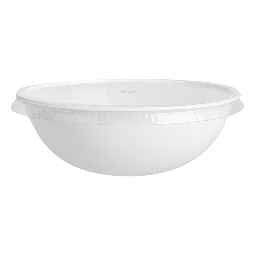 Maxi Serve 21 oz Round White Plastic Salad Bowl - 6 3/4" x 6 3/4" x 2 1/2" - 200 count box