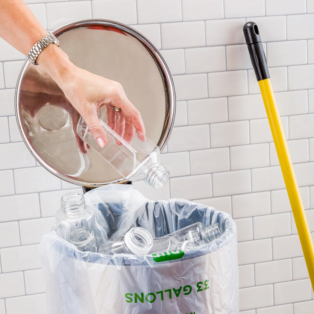 Basic Nature 33 gal Clear Plastic Trash Can Liner - Compostable - 100 count box