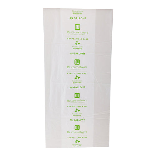Basic Nature 45 gal Clear Plastic Trash Can Liner - Compostable - 100 count box
