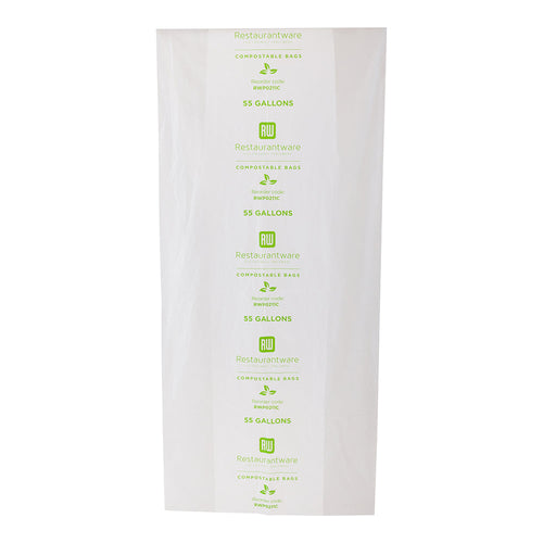 Basic Nature 55 gal Clear Plastic Trash Can Liner - Compostable - 100 count box