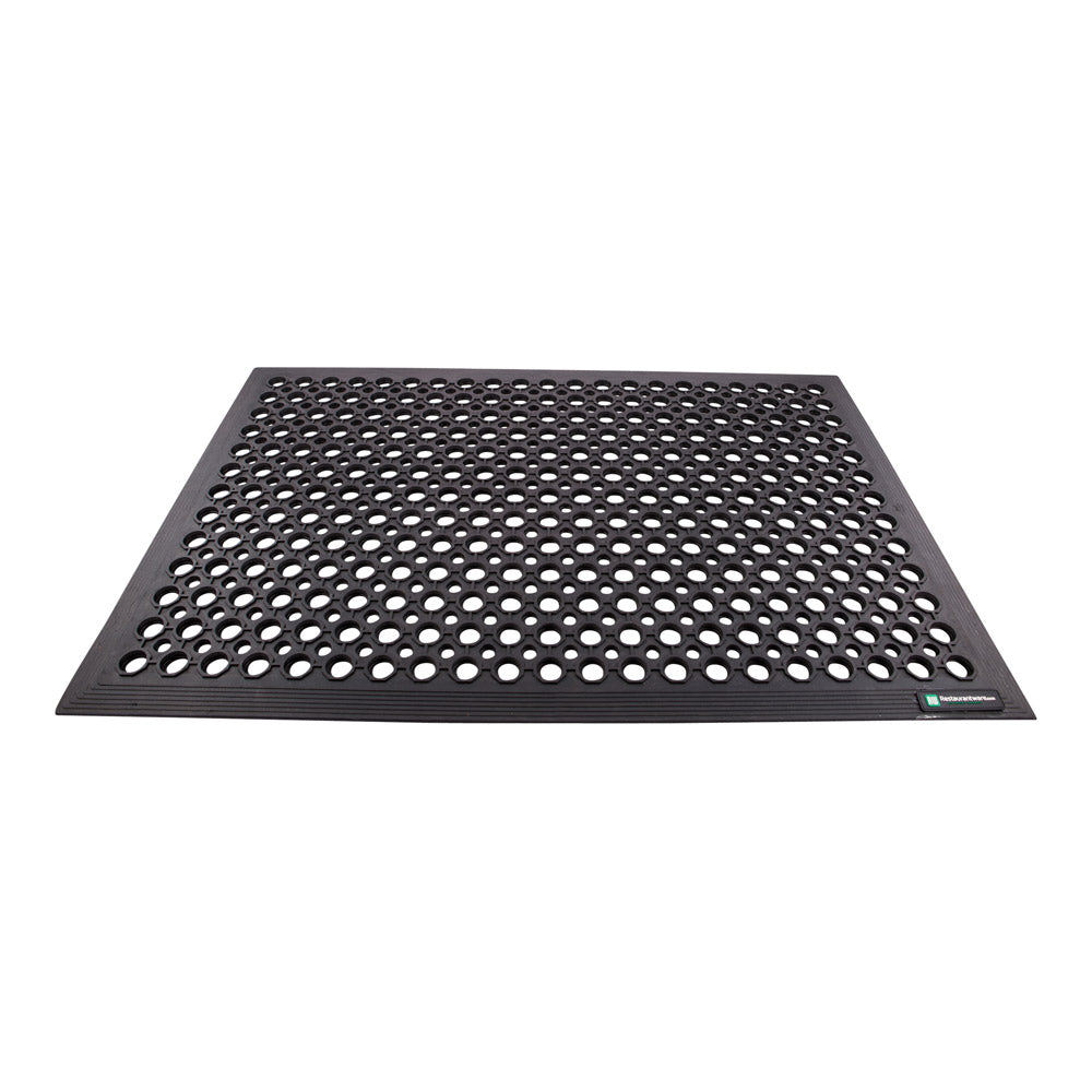 Serve Secure Rectangle Black Rubber Floor Mat - Beveled Edge - 36" x 24" x 1/2" - 1 count box