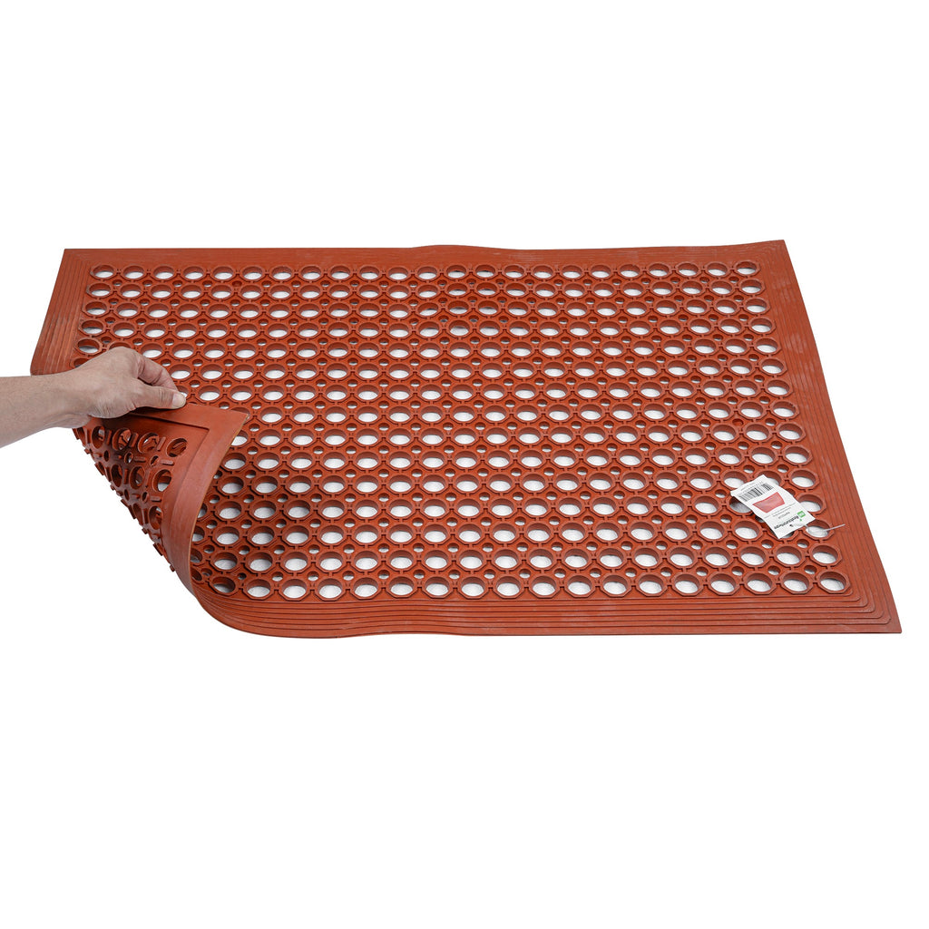 Serve Secure Red Rubber Floor Mat - Anti-Fatigue, Grease-Resistant - 36" x 24" x 1/2" - 1 count box