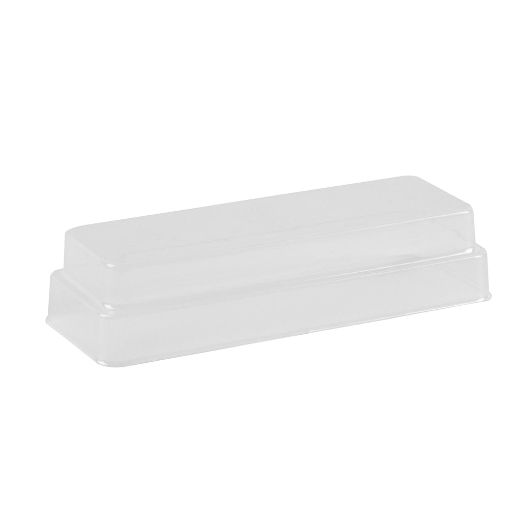 Shock Safe Rectangle Black Plastic Macaron Take Out Box - Fits 3 Macarons - 5 3/4" x 2 1/4" x 1 1/2" - 100 count box