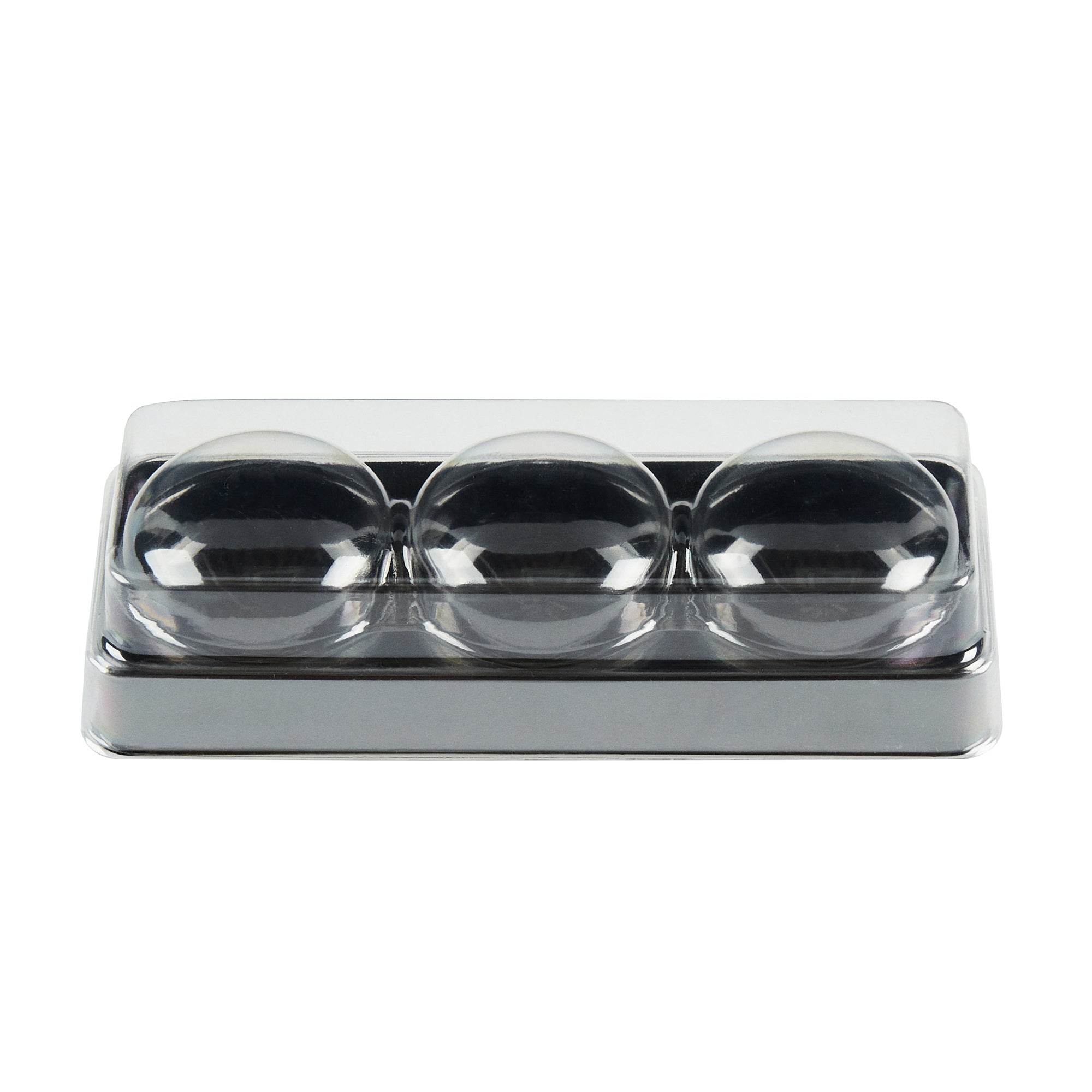 Shock Safe Rectangle Black Plastic Macaron Take Out Box - Fits 3 Macarons - 5 3/4" x 2 1/4" x 1 1/2" - 100 count box