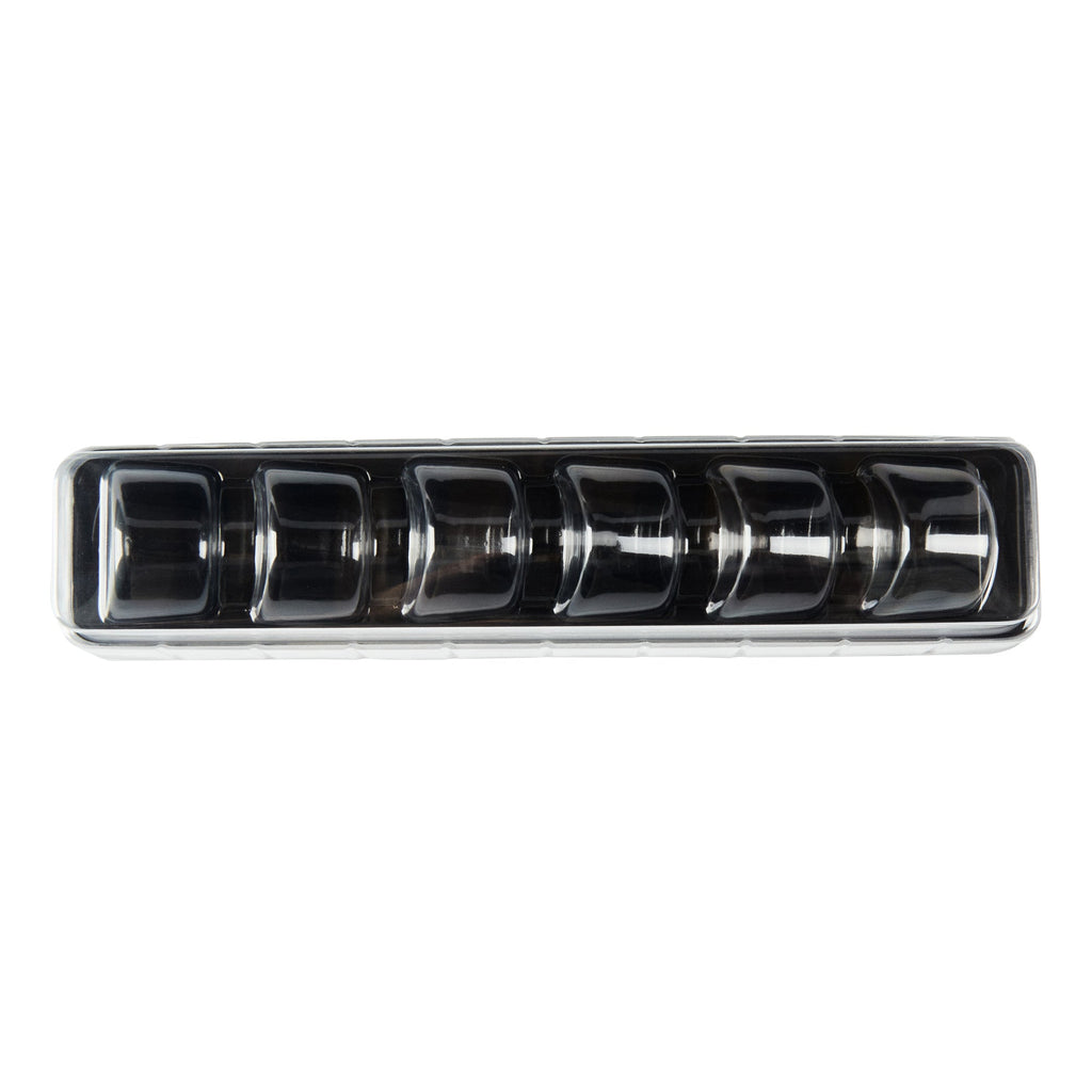 Shock Safe Rectangle Black Plastic Macaron Take Out Box - Fits 6 Macarons - 11" x 2 1/2" x 2" - 100 count box