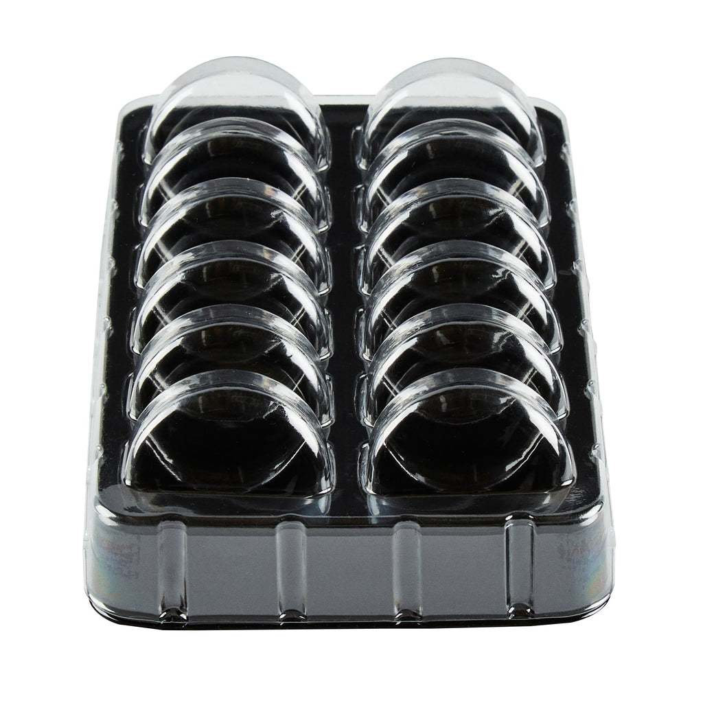 Shock Safe Rectangle Black Plastic Macaron Take Out Box - Fits 12 Macarons - 11" x 4 1/2" x 2" - 100 count box