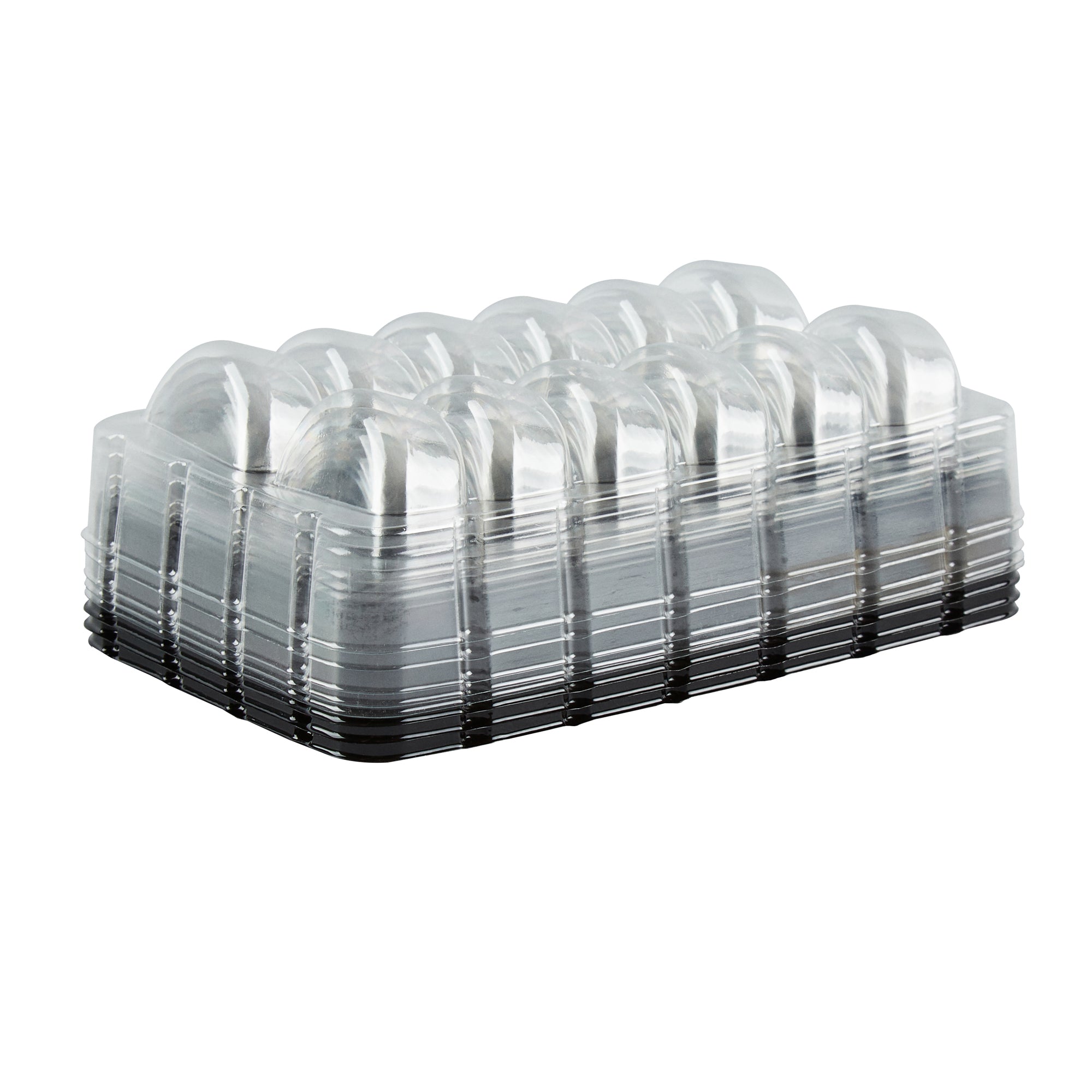Shock Safe Rectangle Black Plastic Macaron Take Out Box - Fits 12 Macarons - 11" x 4 1/2" x 2" - 100 count box