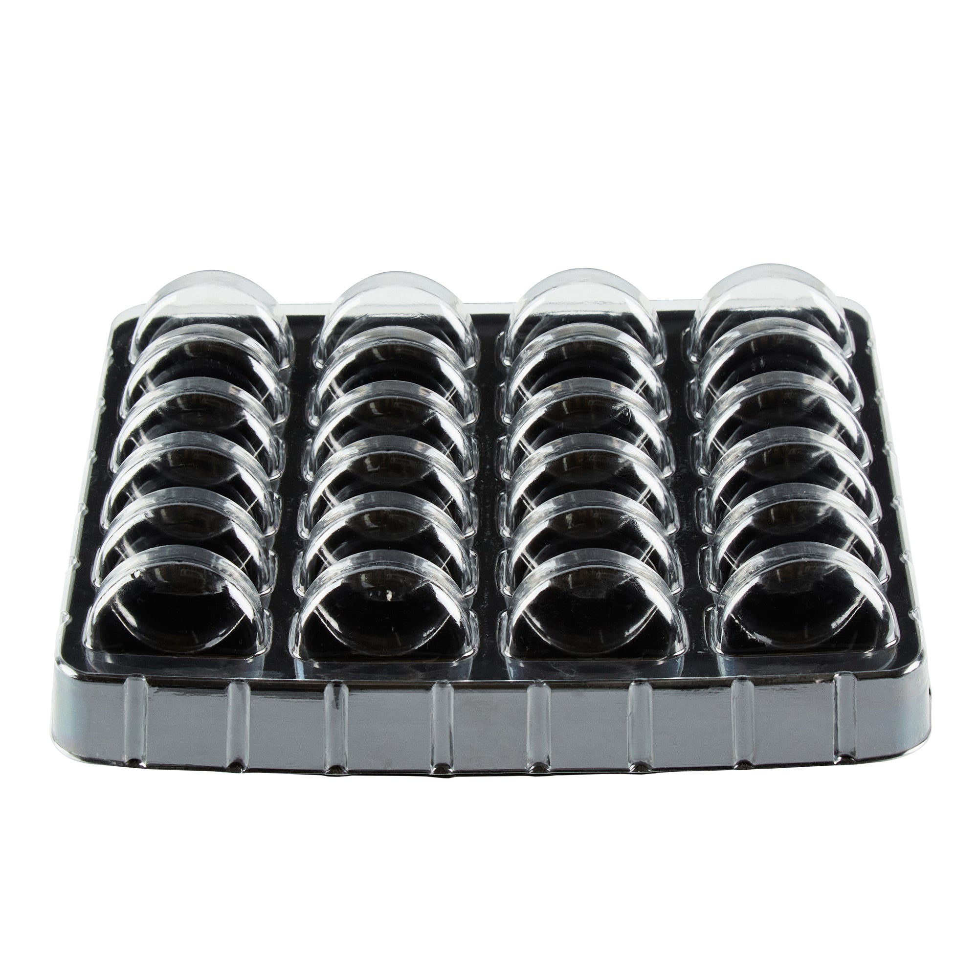 Shock Safe Rectangle Black Plastic Macaron Take Out Box - Fits 24 Macarons - 11" x 9" x 2" - 100 count box