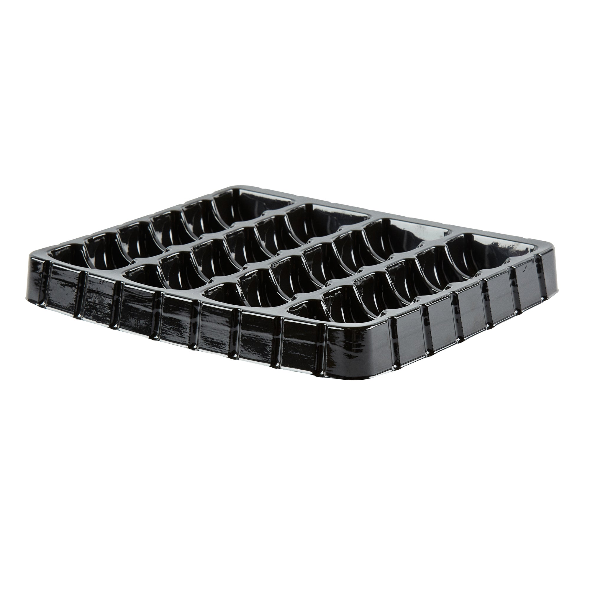 Shock Safe Rectangle Black Plastic Macaron Take Out Box - Fits 24 Macarons - 11" x 9" x 2" - 100 count box