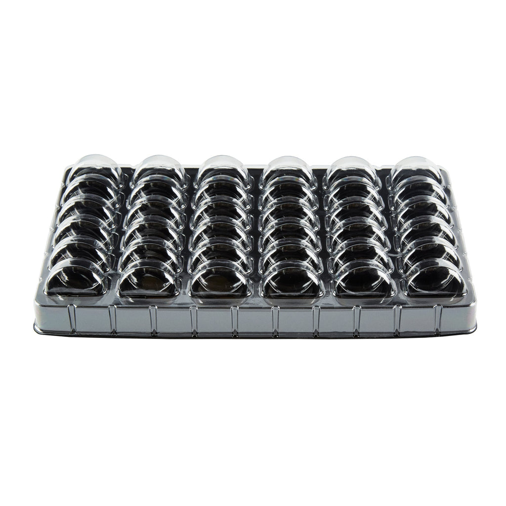 Shock Safe Rectangle Black Plastic Macaron Take Out Box - Fits 36 Macarons - 13 1/4" x 11" x 2" - 100 count box
