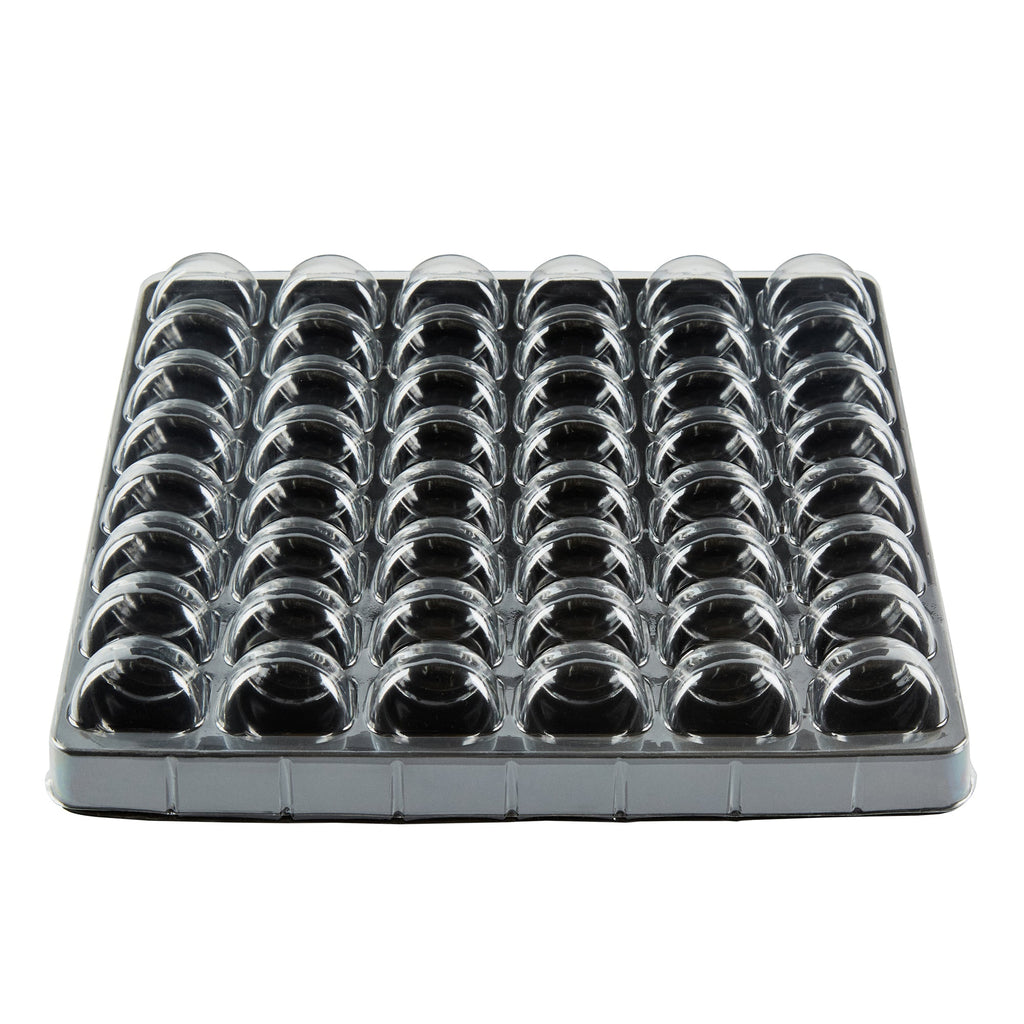 Shock Safe Rectangle Black Plastic Macaron Take Out Box - Fits 48 Macarons - 13 1/4" x 13 1/4" x 2" - 100 count box